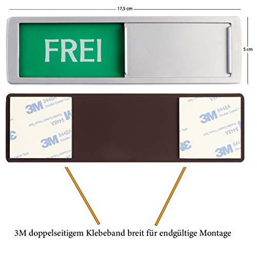 FREI - BESETZT Schild XL - Mit Schieber - Frei Besetzt Schiebeschilder - Klebeschild - 17,5 x 5 x 0,7 cm - Montage: 3M Klebefläche - Schilder mit Schiebefunktion.