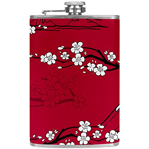 Liquor Hip Flask Japanese Mountain Flagon 8 Ounce Stainless Steel Pocket Drinking Flask Whiskey Flask With Funnel For Men And Women Festival Gift 3.6X6In #TOP5