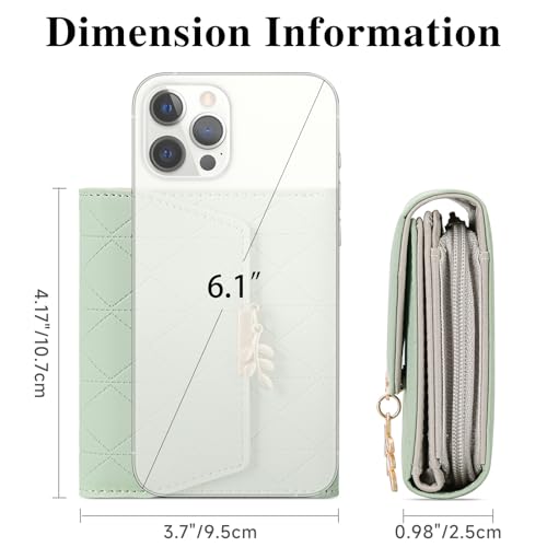 Small Wallet Women Leather RFID Blocking Card Holder Compact Wallet Zipper Coin Pocket with ID Window4