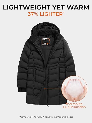 ORORO Women's Long Heated Jacket with Battery, Heated Puffer Parka Long Heated Coat (Charger Not Included)3