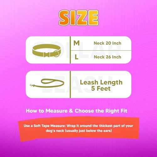 Image of Adil'S Waterproof Leash and Collar Combo Set - Adjustable & Breathable Biothane Collar with Leash Suitable for Medium & Large Size Dogs (Lease 5Ft), Lemon Yellow, L
