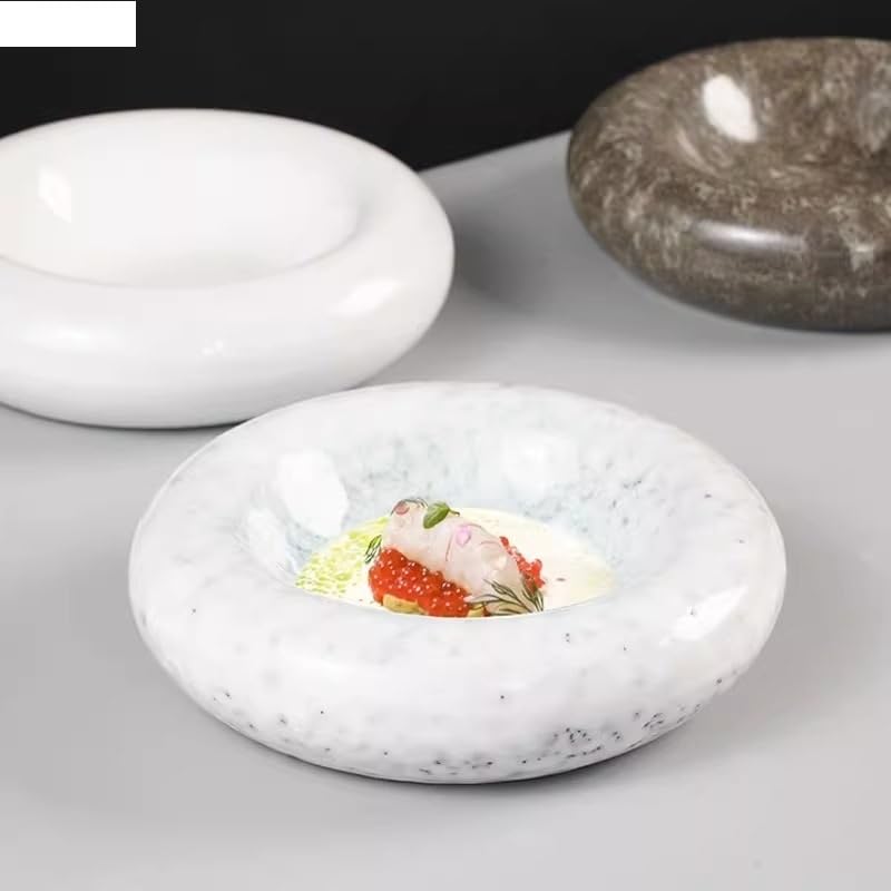 Piatti Cena Piatto piano in ceramica creativo a doppio strato Piatto isolante Piatto fondo spesso Piatti da dessert for sushi Stoviglie speciali for ristorante Forniture Per Feste(C 6 inch)