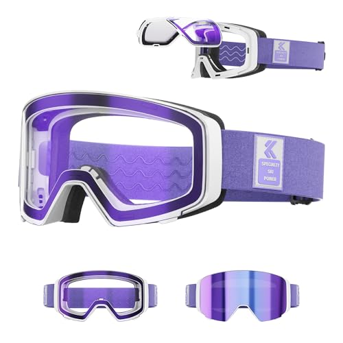 KAPVOE Photochromic Ski Goggles with Magnetic Flip-Up Lens Anti-fog OTG UV400 Protection Snowboard goggles Suitable for Men Women and Teens Snow goggles Helmet Compatible Ideal for Skiing Snowboarding
