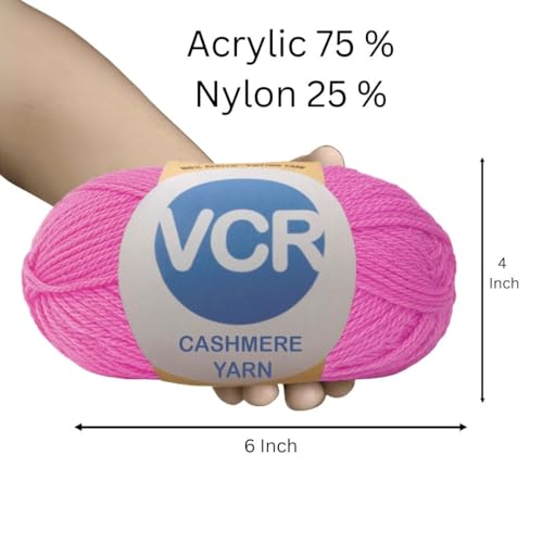 Image of VCR Berry Cashmere Knitting Yarn, 100 Grams Hank, 265 Meters Length, Acrylic 75% and Nylon 25%, Soft Crosia Thread for Crochet and Knitting, Suitable for Sweaters, Pullovers and Jackets