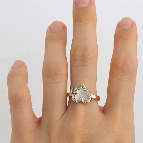 Sonateomber Gold Heart Crystal Adjustable Ring for Women Statement Trendy Open Ring Wedding Jewelry Gift3