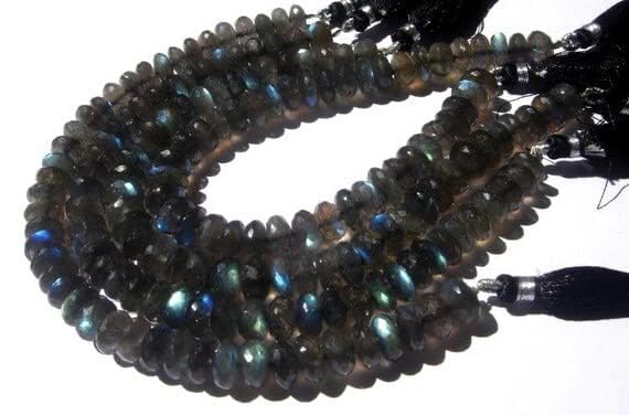 Labradorite véritable AAA en perles rondelles facettées 9mm pour bijoux d'exception