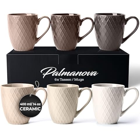 MIAMIO 6-Piece Modern Ceramic Coffee Mug Set Cover