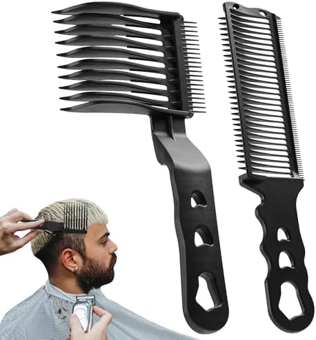 2 Pcs Blend Friend Fade Comb, Barber Fade Comb, Uitable for Home, Salon Use, Compatible With all Hair Clippers Barber Accessories, Randomly Distribute the Head Rope or Hair Loop (Black)