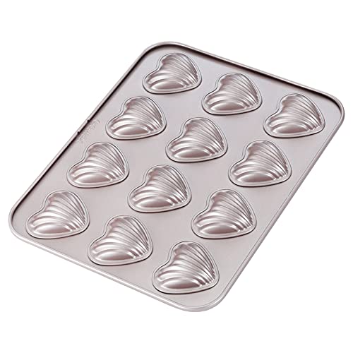 Chefmade Madeleine Mold Cake Pan, 12-Cavity Non-Stick Heart-Shaped Shello Madeline Bakeware For Oven Baking (Champagne Gold) #TOP10