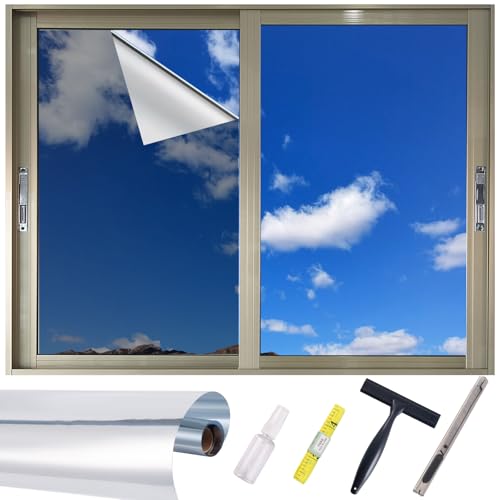 CJYtrinova One-Way Window Privacy Film with Free Installation Tools,Premium PET Material,Heat Control Anti UV Blocking and Privacy Protection Window Film.Window Tint for Home Office