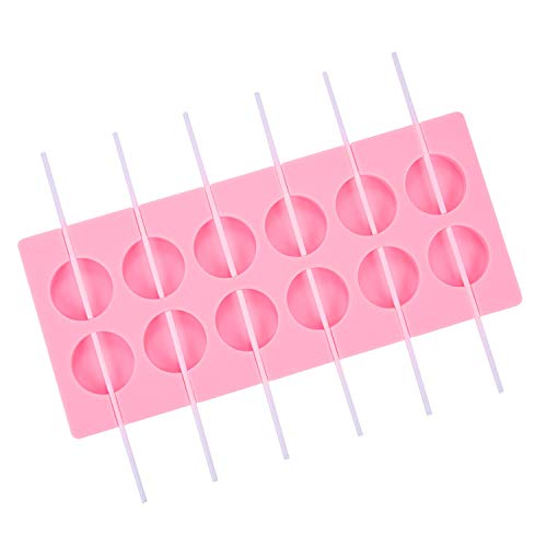 Digoon 2Pcs/Pack 12-Capacity Silicone Lollipop Molds,Hard Candy Mold With 100 Pcs/Pack 4 Inch Lollypop Sucker Sticks,Candy Treat Bags,Gold Ties #TOP3