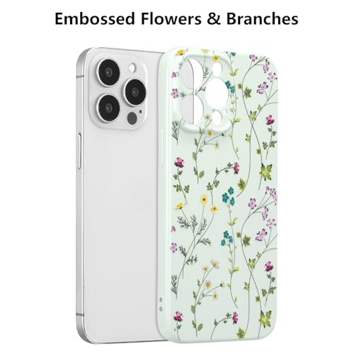Image of RALEAVO Floral Case for iPhone 16 Pro Max, Flower Branch Pattern Design Cute Cover Case for Girls Women Slim Thin Soft Silicone Shockproof Anti-Slip Phone Case for iPhone 16 Pro Max (6.9 inch),Green | for iPhone 16 Pro Max Case with Cute Flower Branch Pattern Design,Pretty Case for Girls Women,Soft Silicone Shockproof Cover