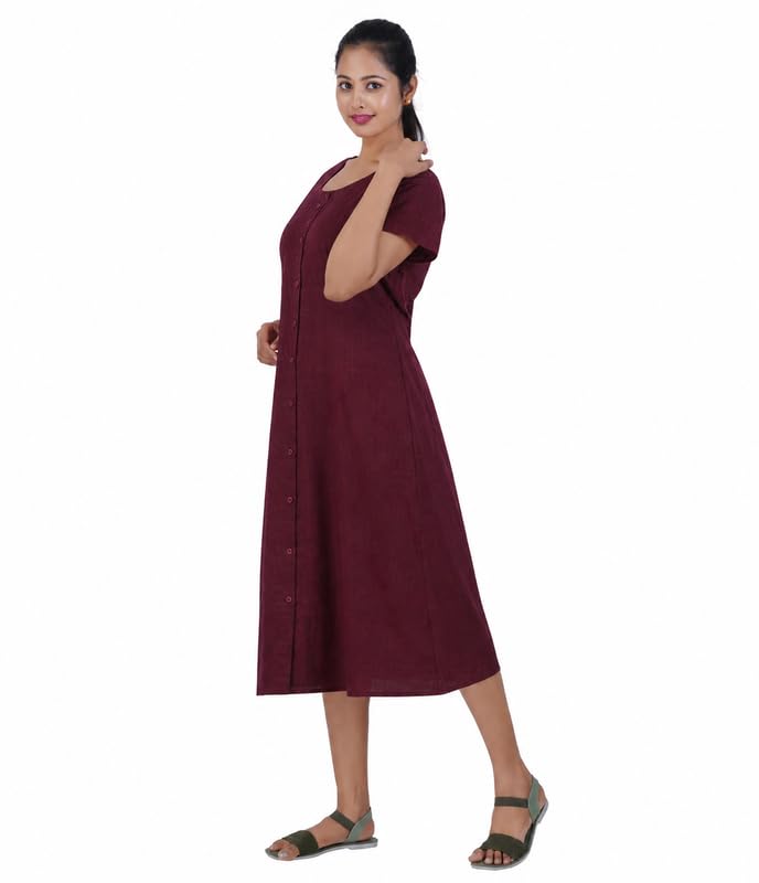 Image of MENMAII Women's [L-4XL] Full Open /Front Buttoned [a Kind of Adaptive Clothing] Multipurpose Nighty for Maternity /Pregnancy /Elderly /Patient /Feeding /Hospital Purpose Nighty Calf Length