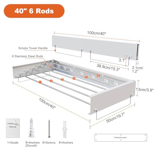 Secador de ropa de pared de aluminio resistente y diseño plegable 5