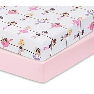 Everyday Kids 2 Pack Fitted Girls Crib Sheet, 100% Soft Breathable Microfiber Baby Sheet, Fits Standard Size Crib…