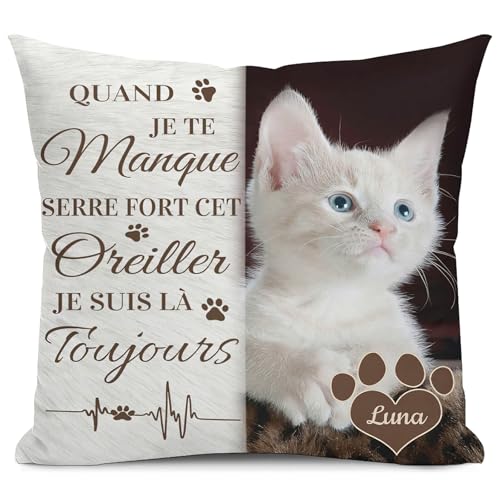 Alienc Personalisierbares Gedenkkissen für Hund oder Katze – Erinnerungs-Geschenk bei Verlust eines Haustiers – Optional mit Füllung – Personalisiertes Trauerkissen