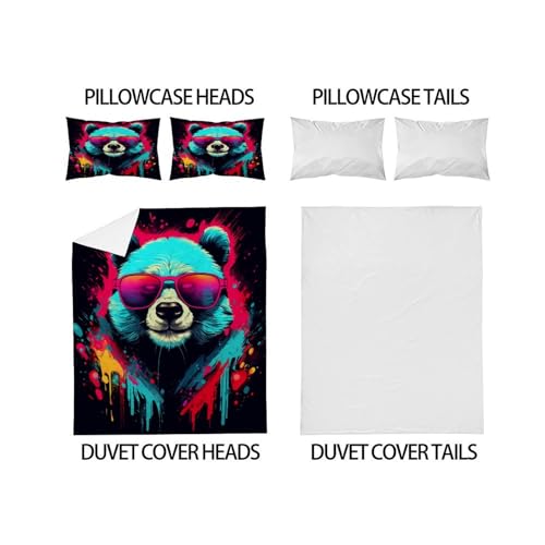 Housse de couette panda anti-plis en microfibre douce pour grand lit double - 4