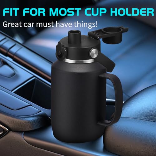 Image of 40oz Insulated Water-Bottle with Handle - Straw & Auto Chug Lid, Protective Boot, Carrier Bag, Stainless Steel Water Bottle, Leak-proof Coffee Tumbler, Skinny Flask Fit in Car Bike Cup Holder
