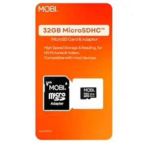 MOBI 32GB MicroSDHDC Memory Card and Adapter, Micro SD Card, microSD Card, Memory Card