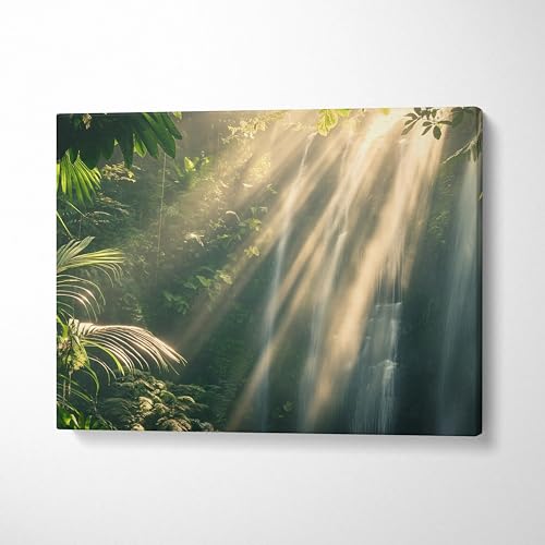 Throttle Designs. Tropical Waterfall In A Lush Forest Canvas Wall