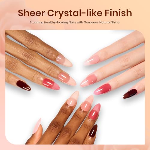 Image of Beetles Pink Jelly Gel Nail Polish, 8Pcs Nude Brown Nails Sunset Rose Collection Gel Polish Nails Art Soak off Uv LED Manicure Gift Set Nail Trend Gift for Women
