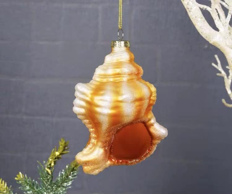 Sea Ornament for Tree, Coastal Decorations, Beach Ornaments Conch Hanging Ornaments 4.7*3.14*3.54Inch Sea Animal Ornament for Home Décor Glass Ocean Themed Ornaments