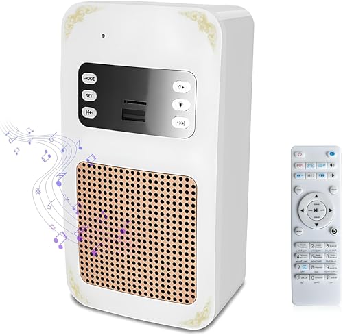 HOUMT Smart Wall Plug Quran Speaker With Remote Control Wall-Mounted Holy Quran Speaker with Translation LED light Radio Usb & SD Card Support Azan Speaker for Home School