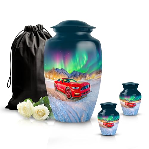 Image of Car Urn Decorative Urn for Mom & Dad 1 Large & 2 Small | Cremation Keepsakes for Ashes, Funeral Urns for Adult