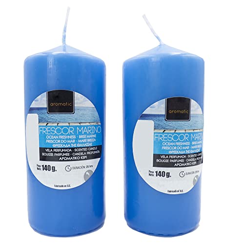 Pack de 2 velas antitabaco. Las velas perfumadas aromaticas a frutas del bosque se utiliza también como velas para aromaterapia. Vela aromática para decoración de tu hogar (frescor marino)