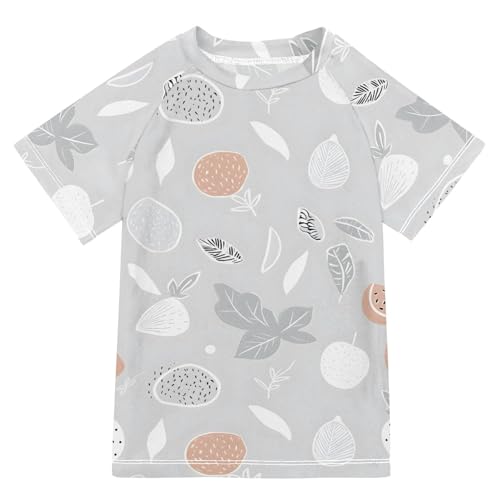 ALAZA Boys Swim Shirts Toddler Rash Guard Short Sleeve Rashguard Passion Fruit Gray UPF 50+ 11-12T