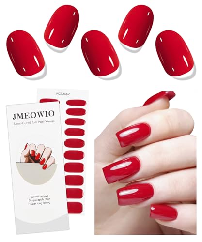 JMEOWIO Gel semicurado de autocolantes vermelho gel semi-curado Nail Art Stickers decoração