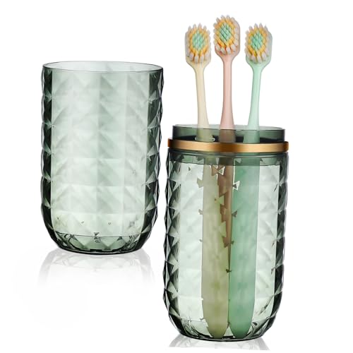 MOTHNUR Soporte de Cepillo de Dientes de Viaje Resistente y Reutilizable con Tapa Vaso para Enjuague y Almacenamiento Multifunción para Pasta Dentífrica y Artículos