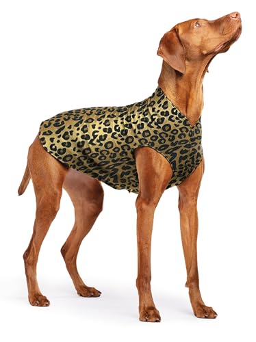 Image of Goldpaw Stretch Fleece Dog Sweater - with Spandex for 4-Way Stretch - Soft, Comfortable Dog Coat - Machine Washable - Made in the USA - Leopard - Size 18
