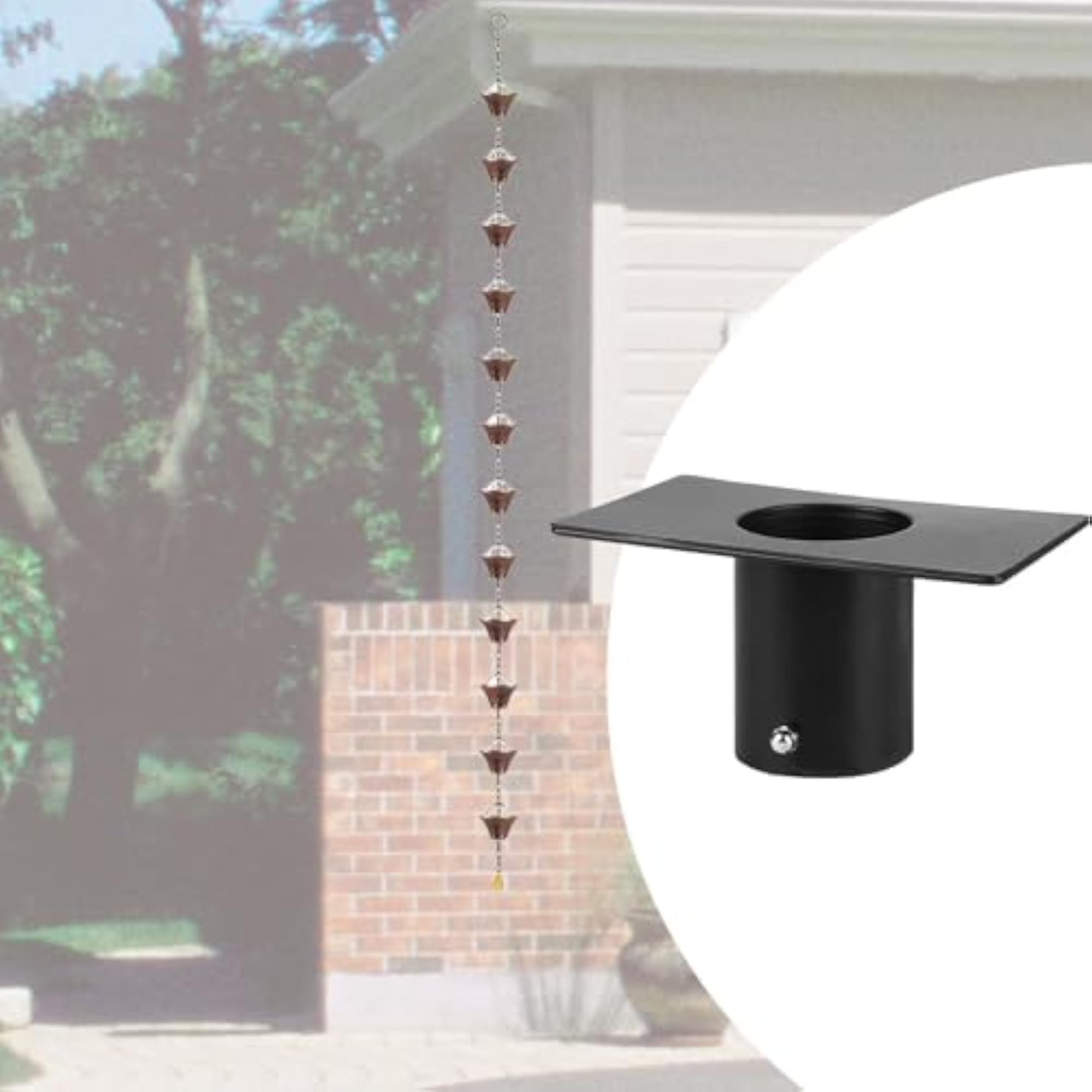 Rain Chain Gutter Adapter, Easy to Install, Sturdy Black