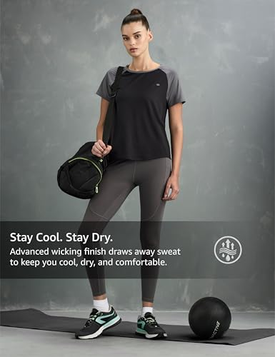 Image of Symbol Premium Women's Solid Regular Fit Sports Stretch T-Shirt | Round Neck | Raglan Sleeve | Moisture-Wicking | Activewear | Running | Gym | Plain (Available in Plus Sizes)