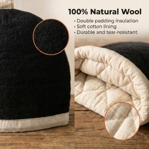Image of Glaciart One Wool Teapot Cozy Kettle Cover | Dome Shaped Large Tea Cosy, Kettle or French Press | Handmade & Needle Felted from Natural Wool | Warms Up to 2 Hours | Great as Gift