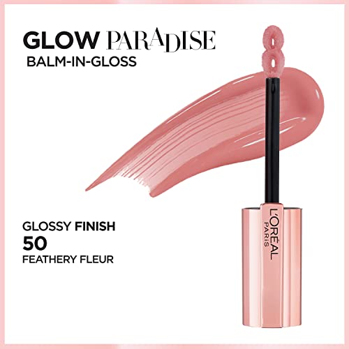 L’oréal Paris Makeup Tinted Lip Balm-In-Gloss, Glow Paradise Hydrating Liquid Lip Color With Hyaluronic Acid, Ultra-Gentle, Non-Sticky Formula, Feathery Fleur, 0.23 Fl Oz #TOP1