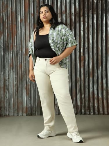 Image of High Star Women Washed Cotton Mom Fit High- Rise Jeans 49
