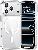 Immagine di Opkiegrn Cover Magnetica Compatibile con iPhone 17 Pro Custodia Trasparente Hard PC Anti-Graffio Antiurto Case con Paraurti in TPU Flessibile Morbido, Transparente