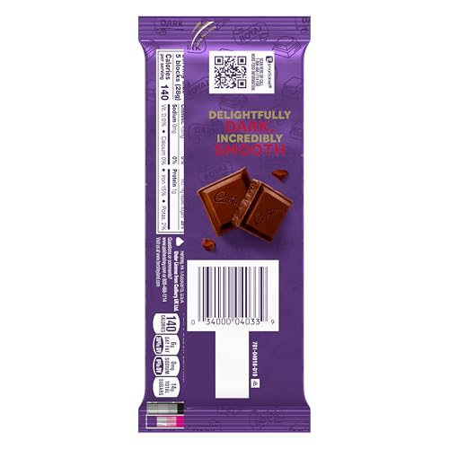 Image of Cadbury, Dark Chocolate Candy Bar, 3.5 Ounce, 14 Count