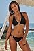 BECCA Women's Standard Marble Canyon Hipster Bikini Bottom, Cheeky Coverage, Swimwear Separates, Black