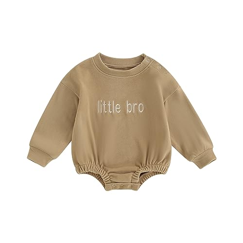 Image of VISGOGO Newborn Infant Baby Boy Girls Oversized Romper Little Dude Sweater Onesie Coming Home Outfit Neutral Clothes