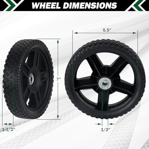 image for CheeMuii 4 Pcs 7 Inch Lawn Mower Wheels 4 Pack 7