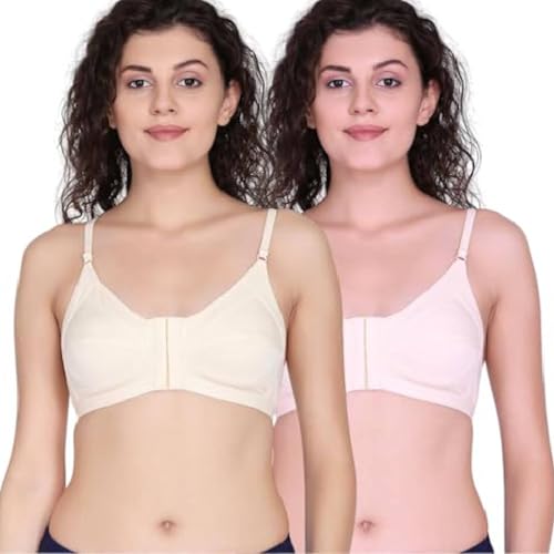 Image of ELEG & STILANCE Women Maternity Nursing Bra Cotton Non Padded Front Open Feeding Bra Adjustable Strap Innerwear