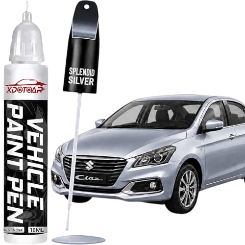 Image of XDOTOAR Car Touch Up Paint Pen for Maruti Suzuki Ciaz Splendid Silver (WBE) | Factory Color Matched 2K Paint Technology | Car Scratch Remover & Paint Chip Repair | Quick Dry Formula | Rust Protection | 18ml