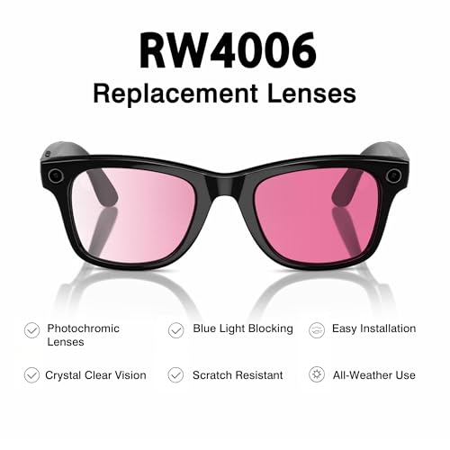 Image of YEIN Replacement Lenses for Ray-Ban Meta RW4006 /RW4012(50mm), Photochromic /Blue Light Blocking /Polarized Sunglasses Lenses