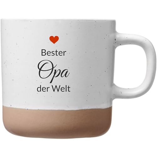 Laser Tattoo Beste Opa der Welt Keramik Kaffeetasse Weiß 360ml mit Herz-Design Druck Spülmaschinenfest (OPA)