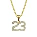 TIDOO Jewelry 18K Real Gold Plated Hip Hop Boys Necklace 31.49 Inch Chain BasketBall NO.23 Pendant