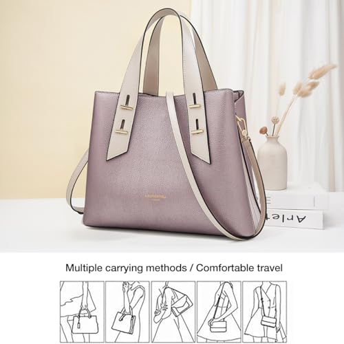 Image of LAORENTOU Women Crossbody Handbags Genuine Leather Satchel Handbags for Women Top-handle Shoulder Tote Purses