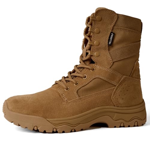 Image of Women's Tactical Boots, Motorcycle Combat Boots for Women | 8-inch work boots, side zipper; lightweight, breathable, water-resistant. For police, security, EMT, motorcycle